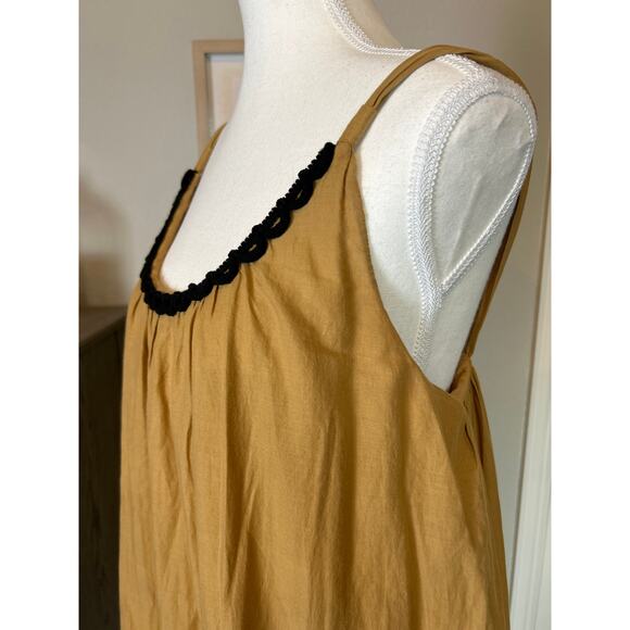 Tibi | Tan/Black Embroidered Balloon Hem Summer Dress | 8 - Picture 9 of 14